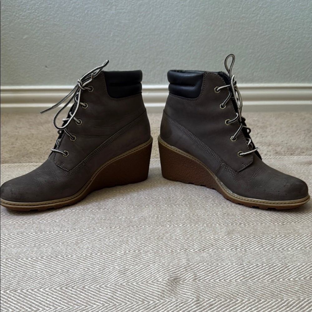 Timberland Gray Wedge Ankle Boots